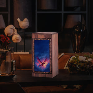 Thunder Dragon Theme Urns for Human Ashes - Customize Wooden Urn For Burial