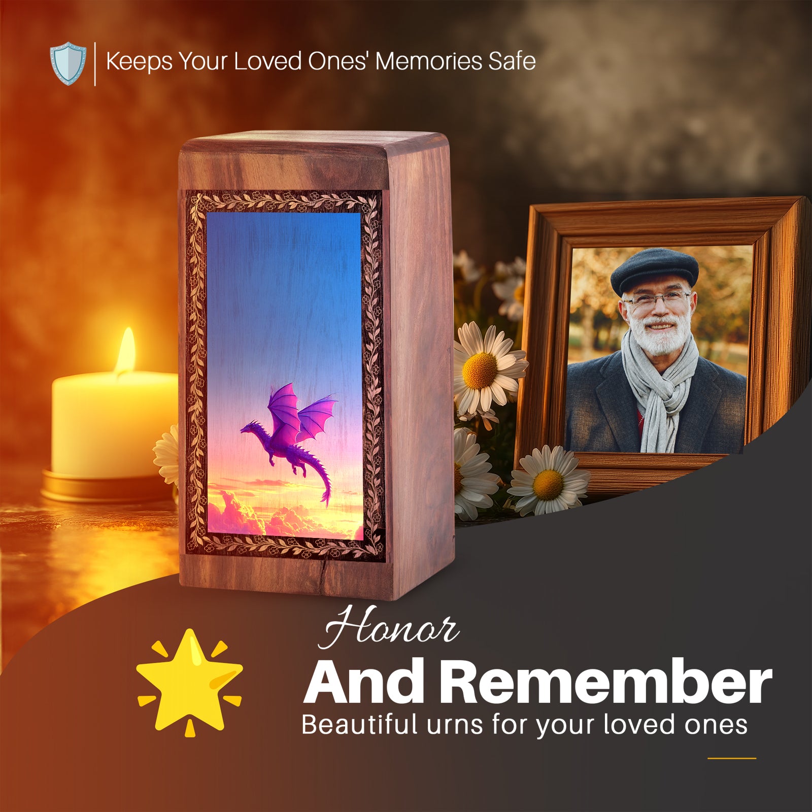Handcrafted Dragon Memorial Keepsake Box - Dragon Urns for Human Adult Women Urns