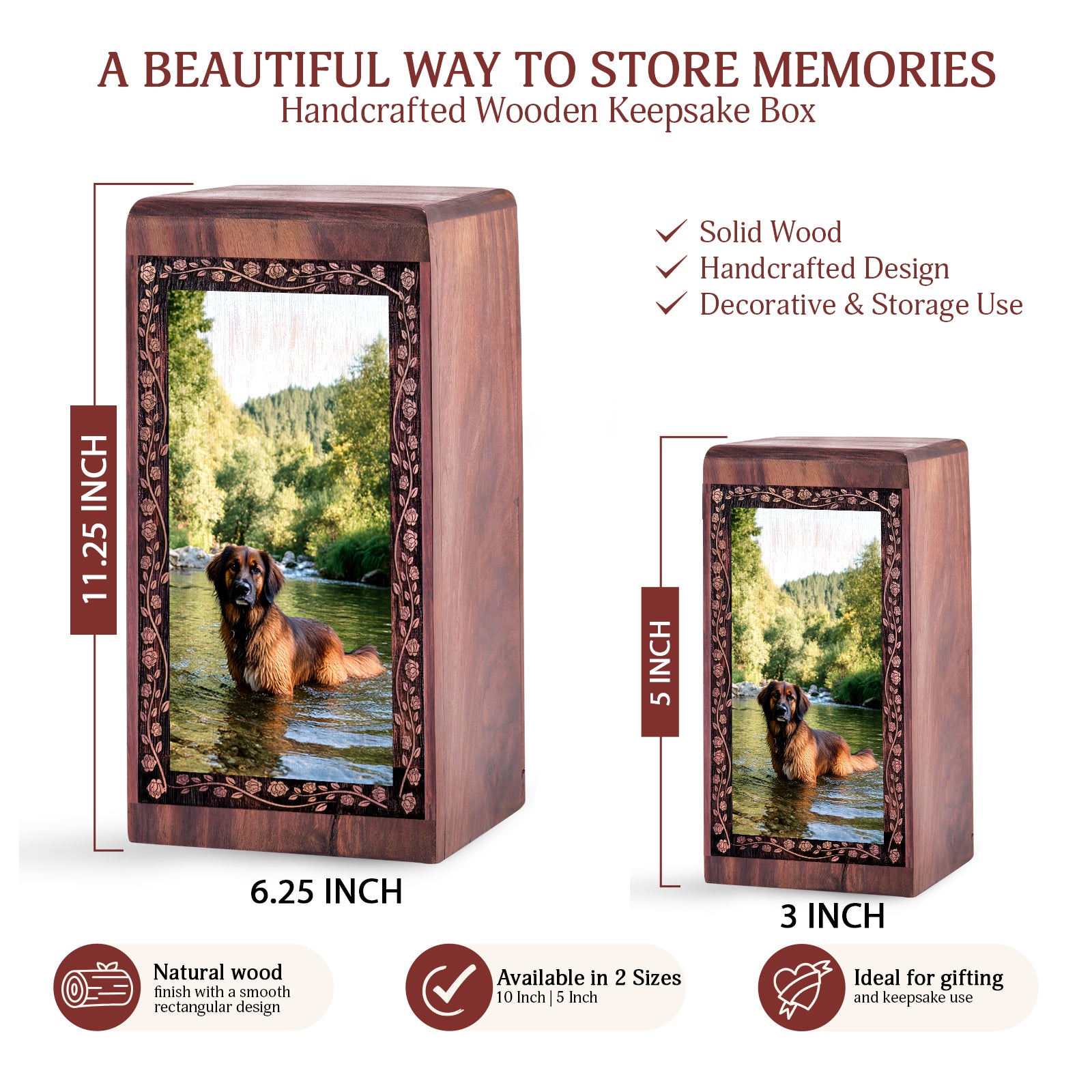 Leonberger Dog Cremation Urn – Wooden Pet Memorial Urn