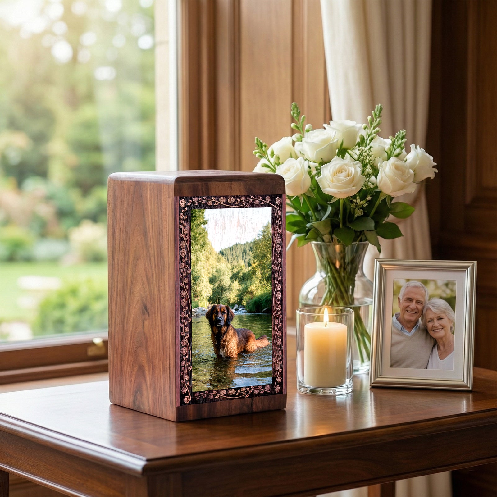 Leonberger Dog Cremation Urn – Wooden Pet Memorial Urn