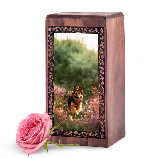 German Shepherd pet urn - Memorial Pet Wooden Urn