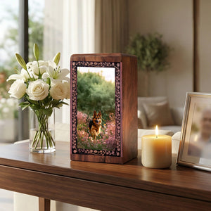German Shepherd pet urn - Memorial Pet Wooden Urn