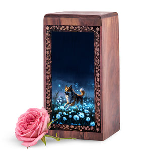 Pet Memorial Urn Box With Moonlight Garden Background