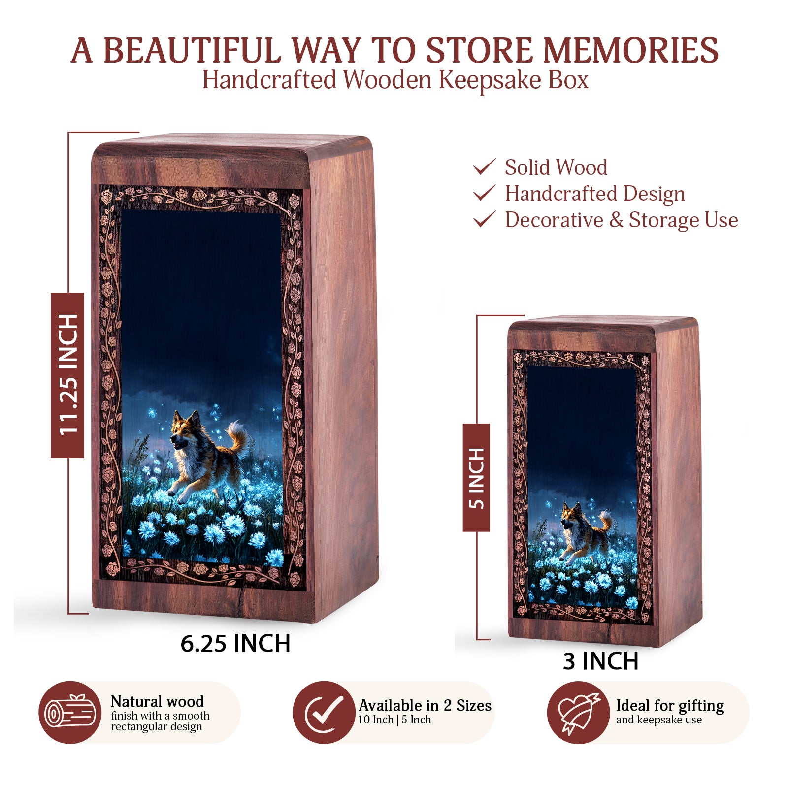 Pet Memorial Urn Box With Moonlight Garden Background