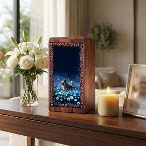 Pet Memorial Urn Box With Moonlight Garden Background