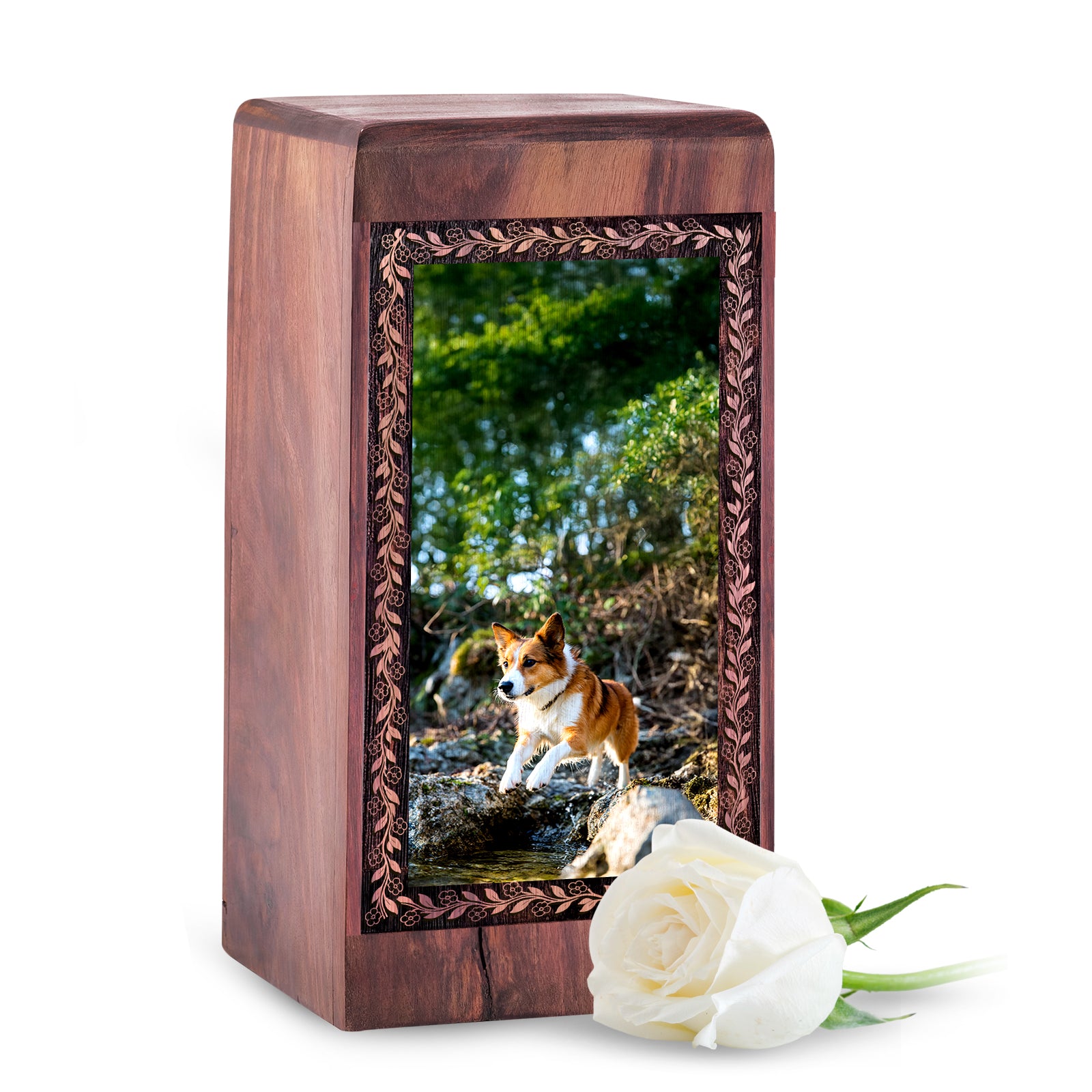 Handmade Wood Pet Cremation Box - Handcrafted Funeral Urn for Dogs