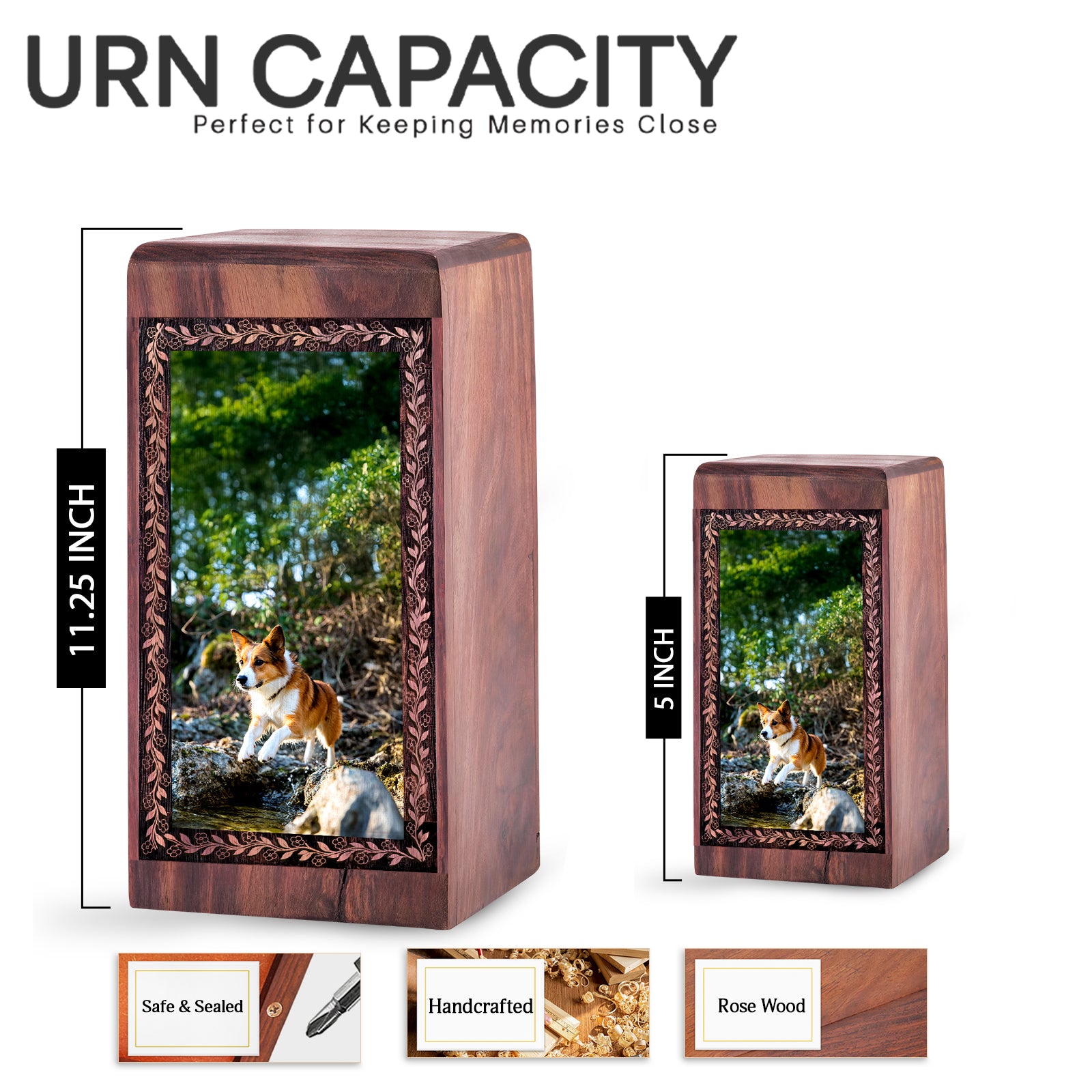 Handmade Wood Pet Cremation Box - Handcrafted Funeral Urn for Dogs