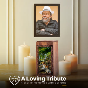 Handmade Wood Pet Cremation Box - Handcrafted Funeral Urn for Dogs