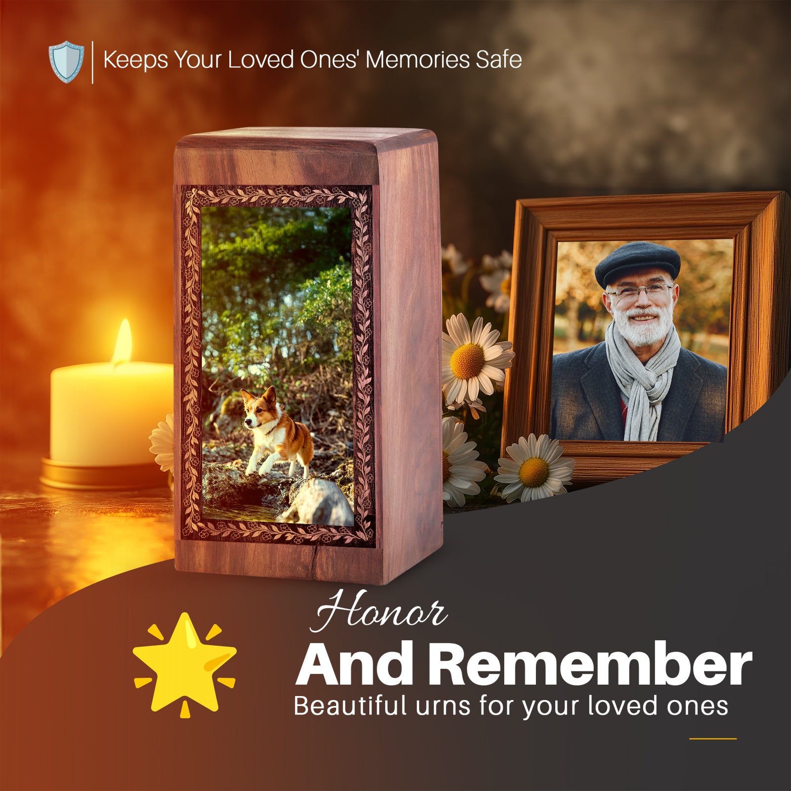 Handmade Wood Pet Cremation Box - Handcrafted Funeral Urn for Dogs