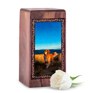 Handcrafted Wood Burial Box - Handmade Wooden Pet Urn for Ashes
