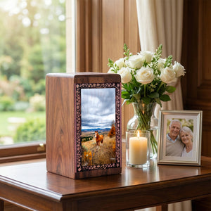 Wooden Horse Theme Cremation Urn For Burial - Wooden Box Urns For Human Ashes Adult