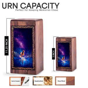 Galaxy Night Sky Theme Cremation Urn Box - Rosewood Funeral Box For Adult Male
