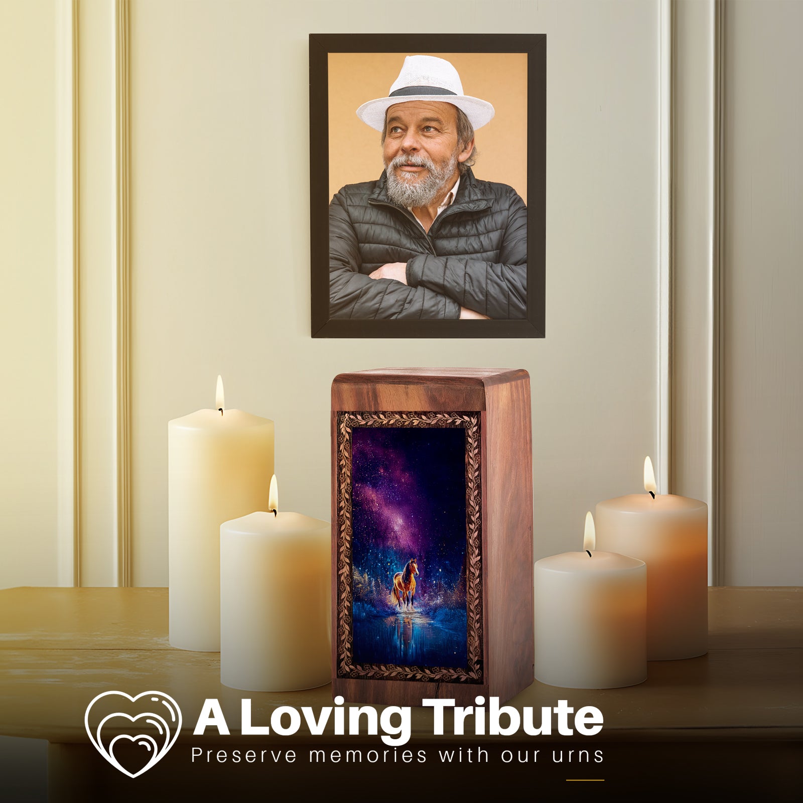 Galaxy Night Sky Theme Cremation Urn Box - Rosewood Funeral Box For Adult Male