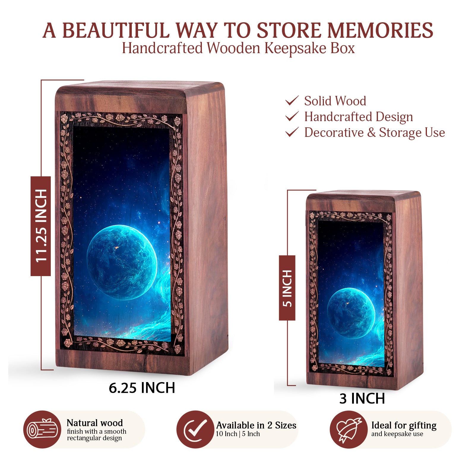 Blue Planet Cremation Burial Ashes Urn For Funeral - Funeral Urn For Male & Female