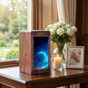 Blue Planet Cremation Burial Ashes Urn For Funeral - Funeral Urn For Male & Female