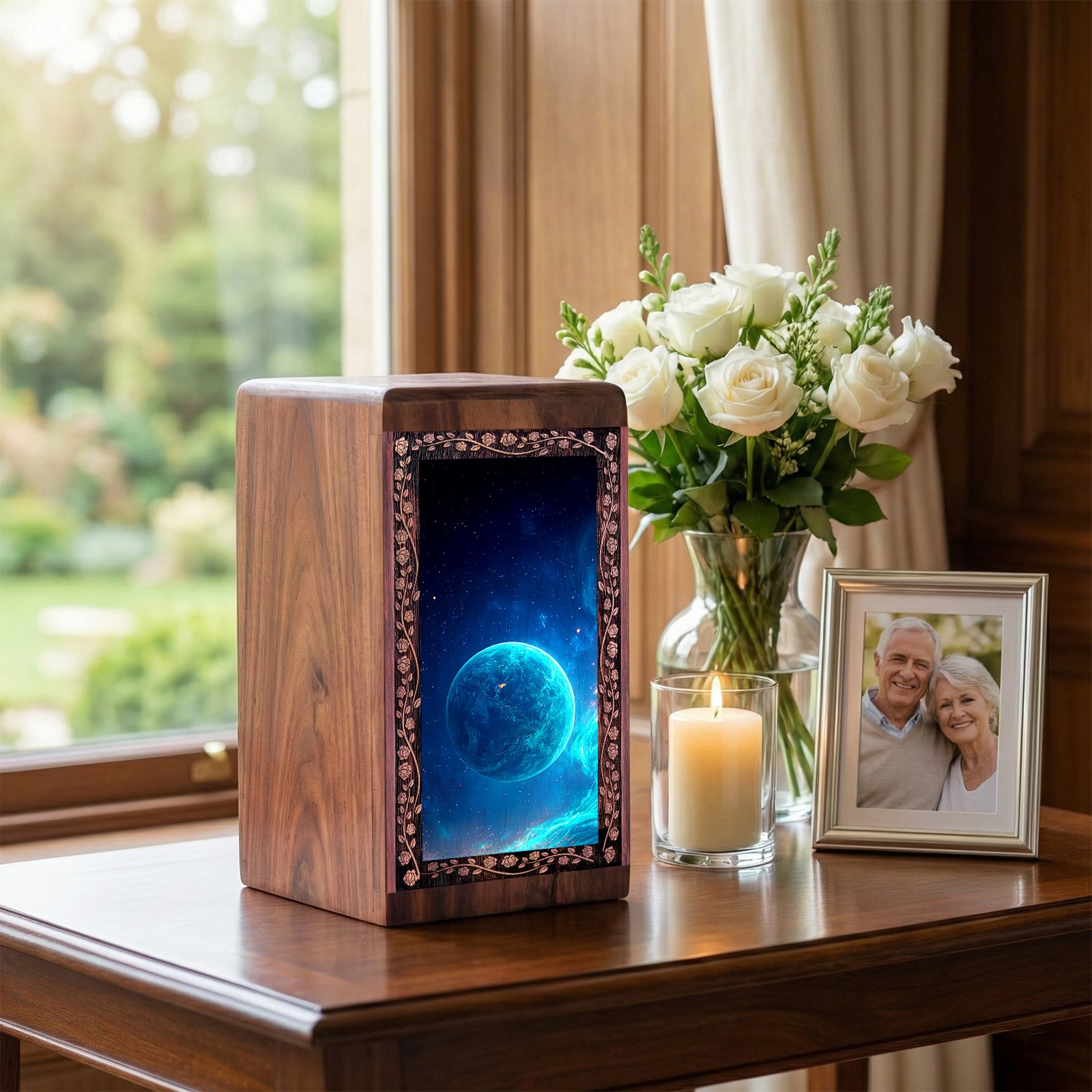 Blue Planet Cremation Burial Ashes Urn For Funeral - Funeral Urn For Male & Female