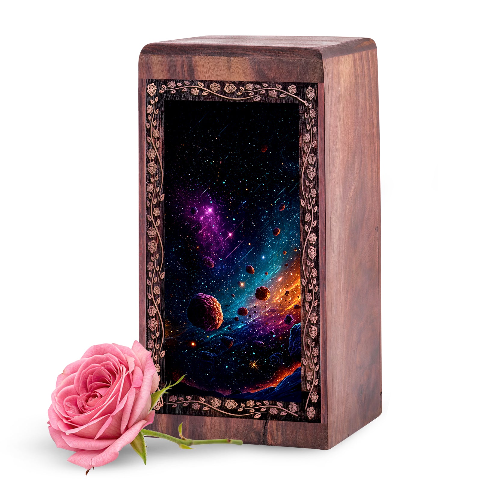 Astroid Themed Urn Box For Adult Human Ashes - Nebula Galaxy Memorial Urn for Funeral
