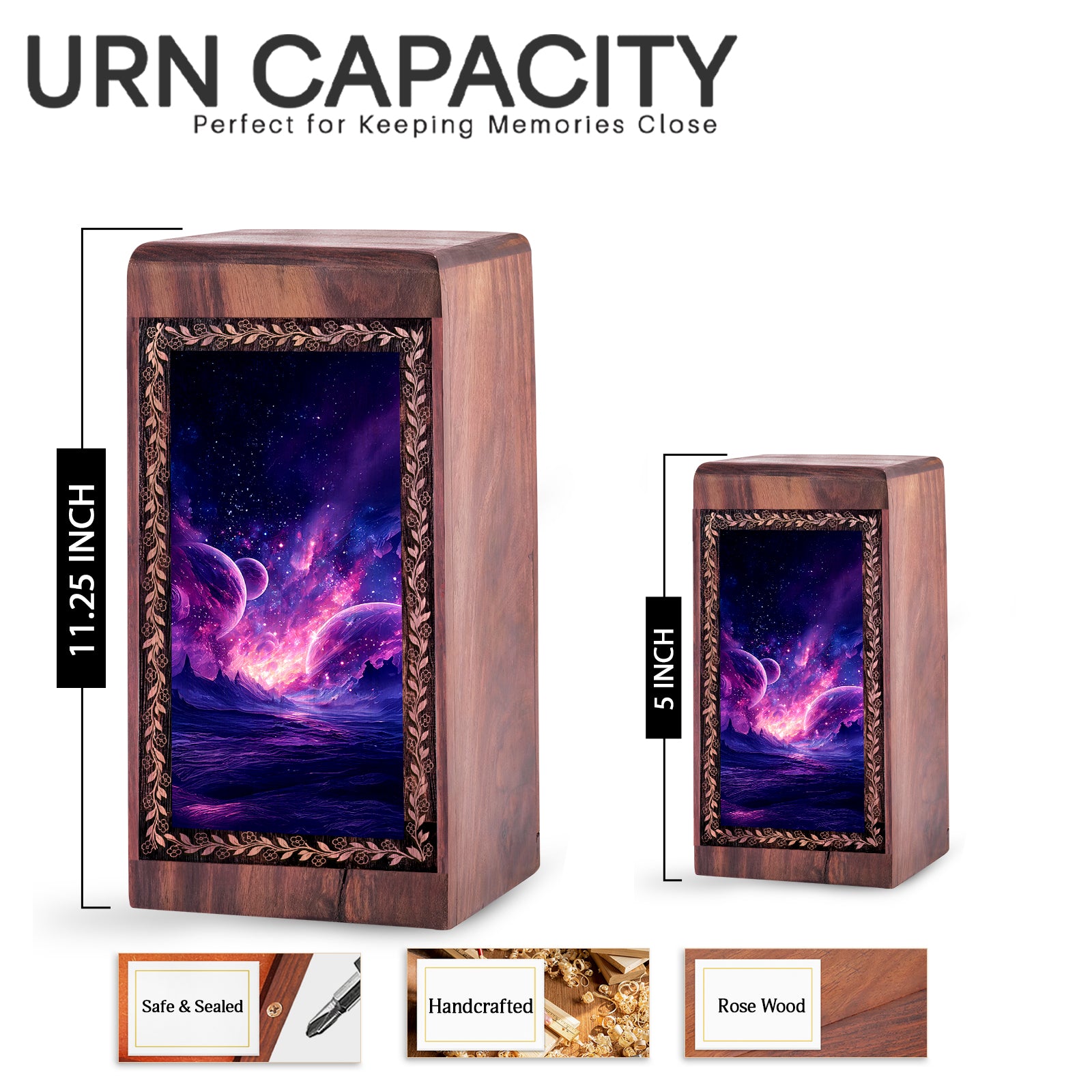 Purple Cosmic Galaxy Urn For Funeral - Large Sized Urn For Ashes Cremations