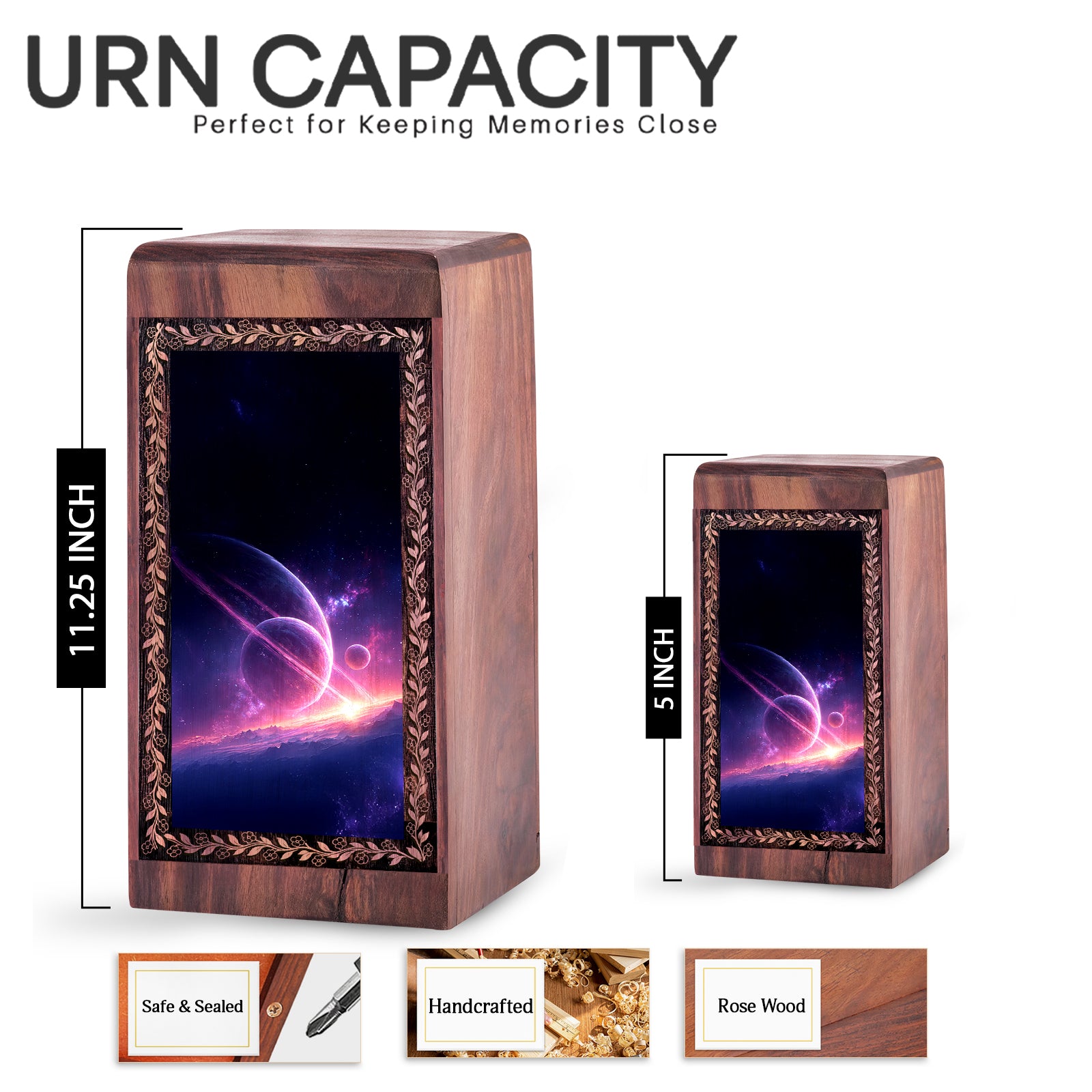 Galaxy Themed Ashes Box For Adult Male - Burial Urn Boxes For Cremation
