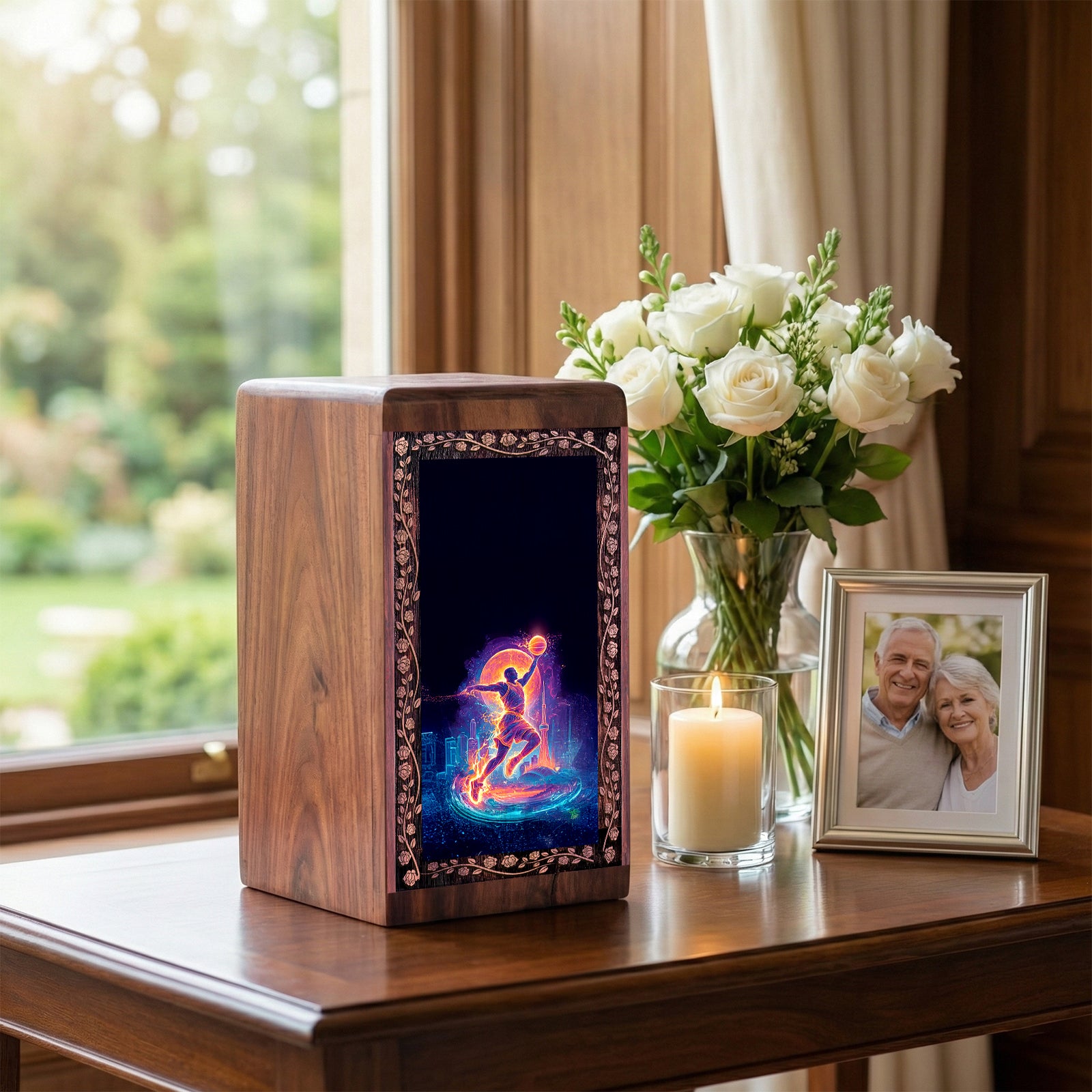 Basketball Theme Cremation Urn For Human Ashes - Modern Sport Memorial Box