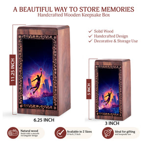 Handmade Wooden Basketball Cremation Urn - Artistic Sports Memorial Box For Adult Ashes