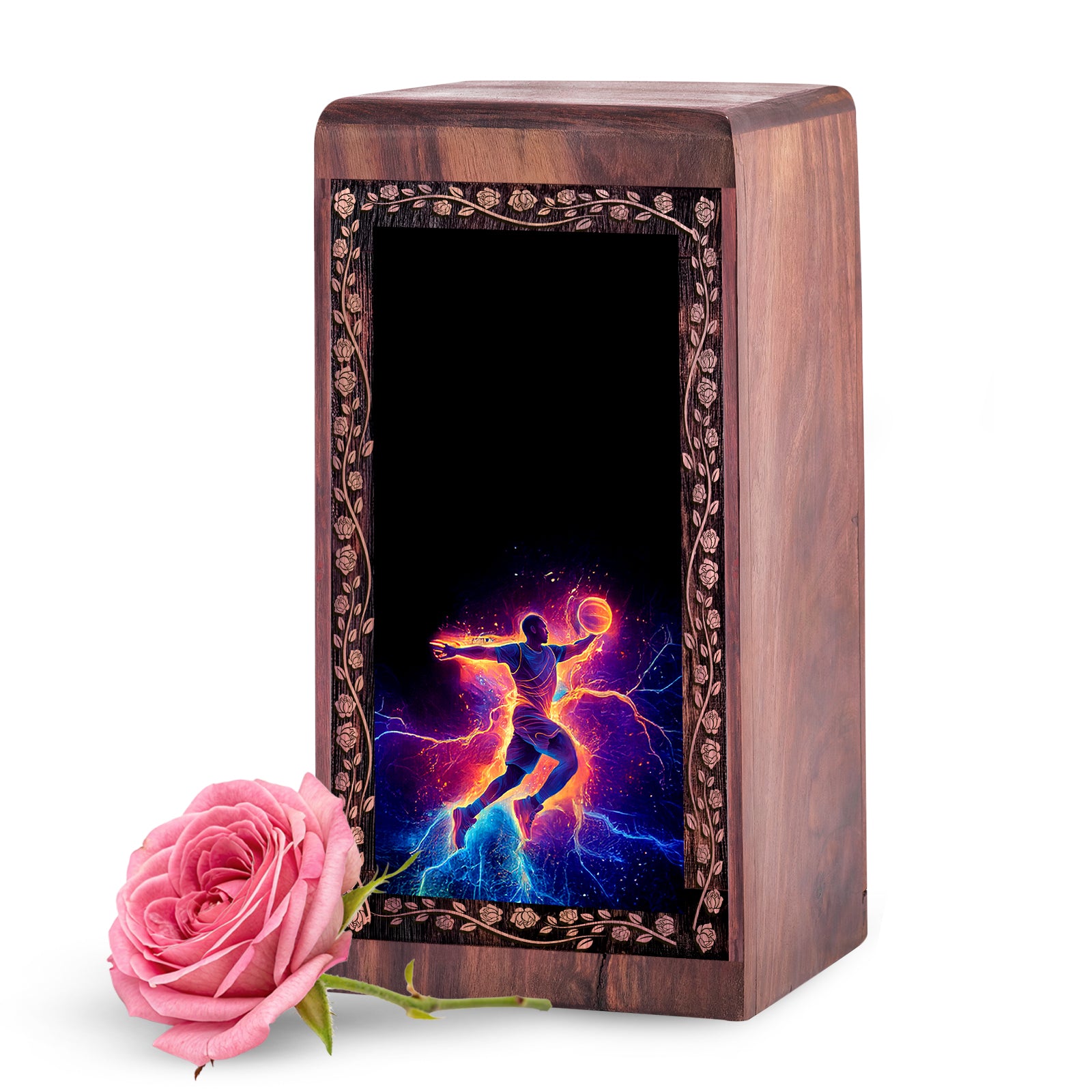 Handmade Wooden Cremation Urns - Basketball Theme Decorative Wood Box For Ashes