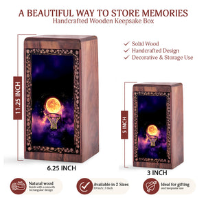 Moon Basketball Wooden Cremation Urns - Decorative Wood Box For Funeral Ashes