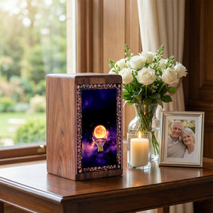 Moon Basketball Wooden Cremation Urns - Decorative Wood Box For Funeral Ashes