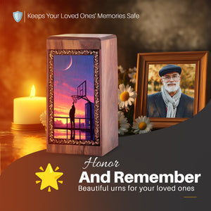 Handmade Wood Basketball Memorial Box - Decorative Cremation Urns Box