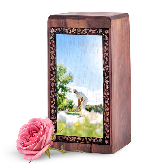 Golf Legacy Tribute Cremation Urn – Premium Handmade Wood Keepshake Box