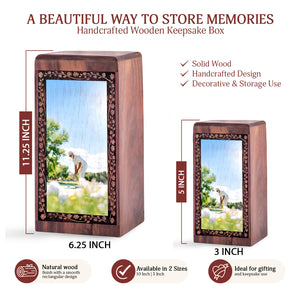 Golf Legacy Tribute Cremation Urn – Premium Handmade Wood Keepshake Box