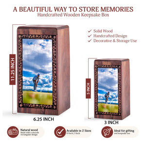 Golf Lifestyle Memorial Urn For Burial – Decorative Wooden Urn For Adult Female