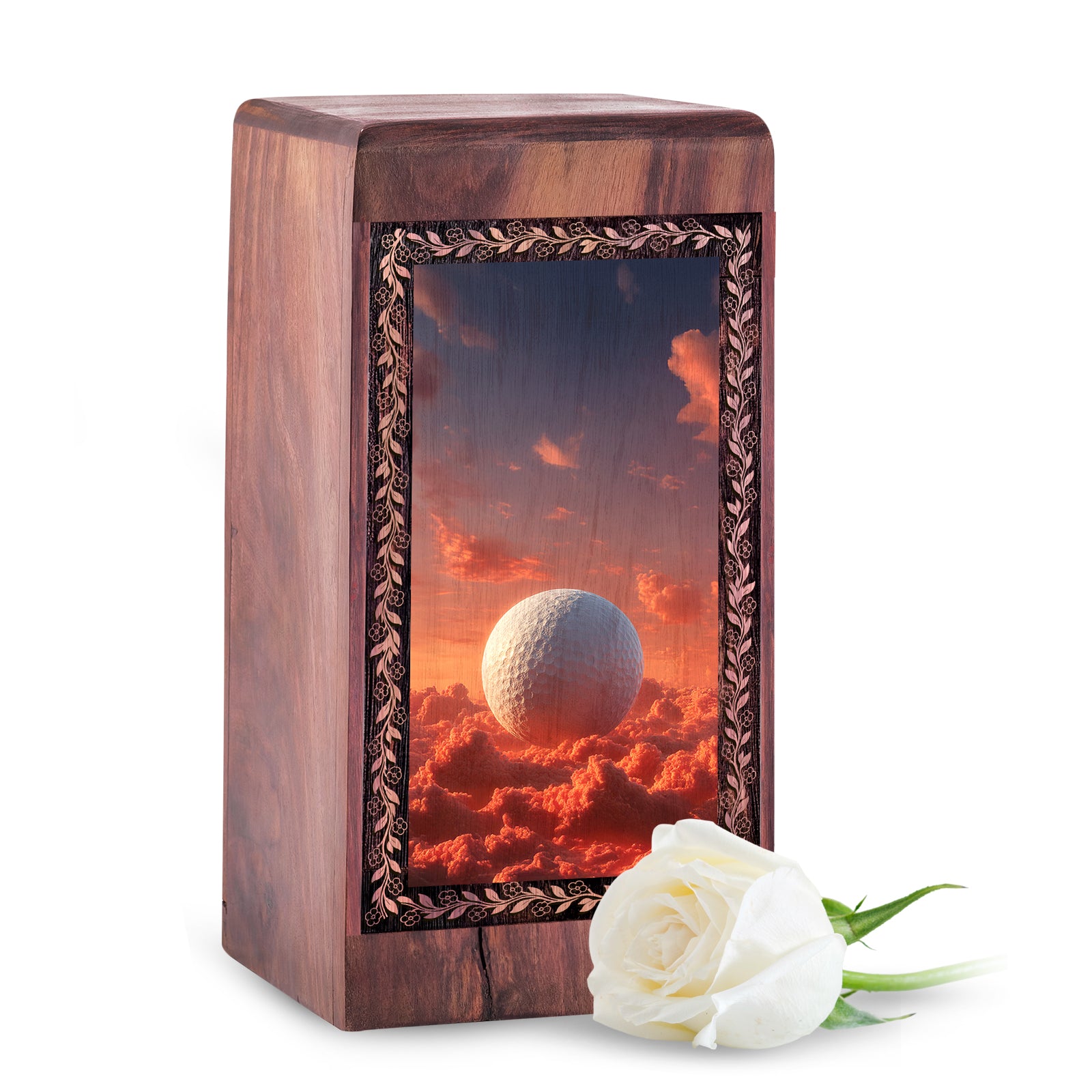 Celestial Golf Tribute Urn For Ashes – Premium Wooden Keepshake Box