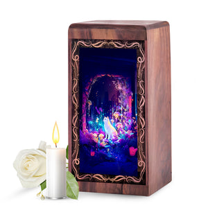 Persian Cat Wooden Urn For Ashes - Magic Spell Themed Urn For Pet