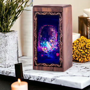 Persian Cat Wooden Urn For Ashes - Magic Spell Themed Urn For Pet