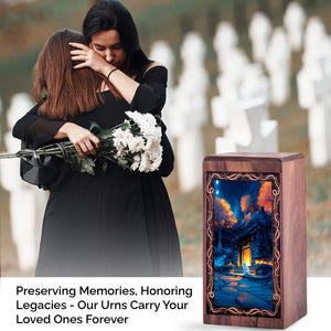 Miracle Cat On The Floor With Night Hunter Theme Urn For Ashes