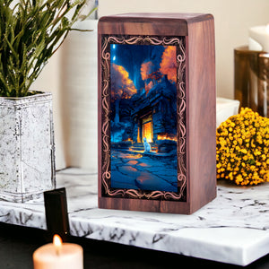Miracle Cat On The Floor With Night Hunter Theme Urn For Ashes