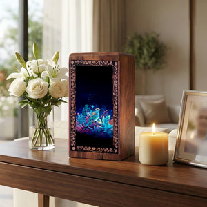 Colorful Forest Bird Cremation Urn Box - Handmade Wooden Urn For Ashes