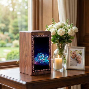 Colorful Forest Bird Cremation Urn Box - Handmade Wooden Urn For Ashes