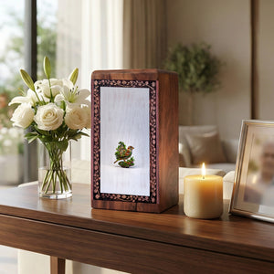 Minimal Bird Nature Cremation Urn Box - Wooden Cremation Urn For Burial
