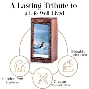 Snowy Mountain Eagle Memorial Box - Eagle Sky Nature Theme Urn For Human Ashes