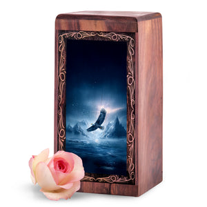 Moonlit Ocean Eagle Funeral For Ashes - Ice Mountain Themed Urn For Adult Human