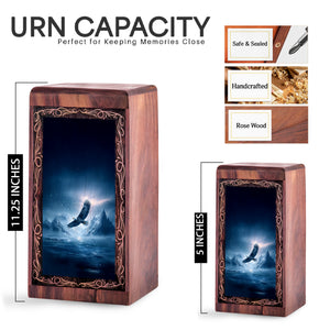 Moonlit Ocean Eagle Funeral For Ashes - Ice Mountain Themed Urn For Adult Human
