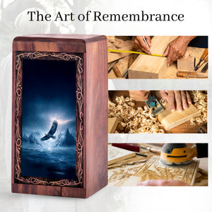 Moonlit Ocean Eagle Funeral For Ashes - Ice Mountain Themed Urn For Adult Human