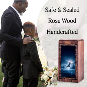 Moonlit Ocean Eagle Funeral For Ashes - Ice Mountain Themed Urn For Adult Human