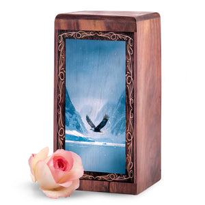 Eagle Snow Landscape Memorial Urn - Snow Valley Theme Cremation Urn For Burial