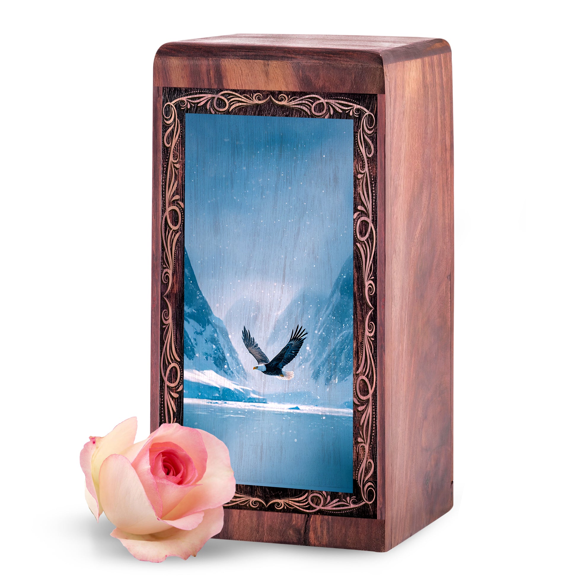 Eagle Snow Landscape Memorial Urn - Snow Valley Theme Cremation Urn For Burial