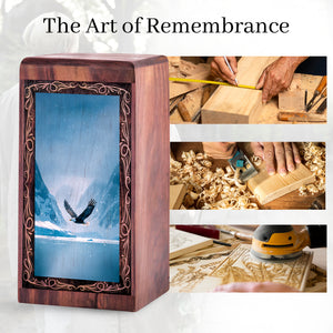 Eagle Snow Landscape Memorial Urn - Snow Valley Theme Cremation Urn For Burial