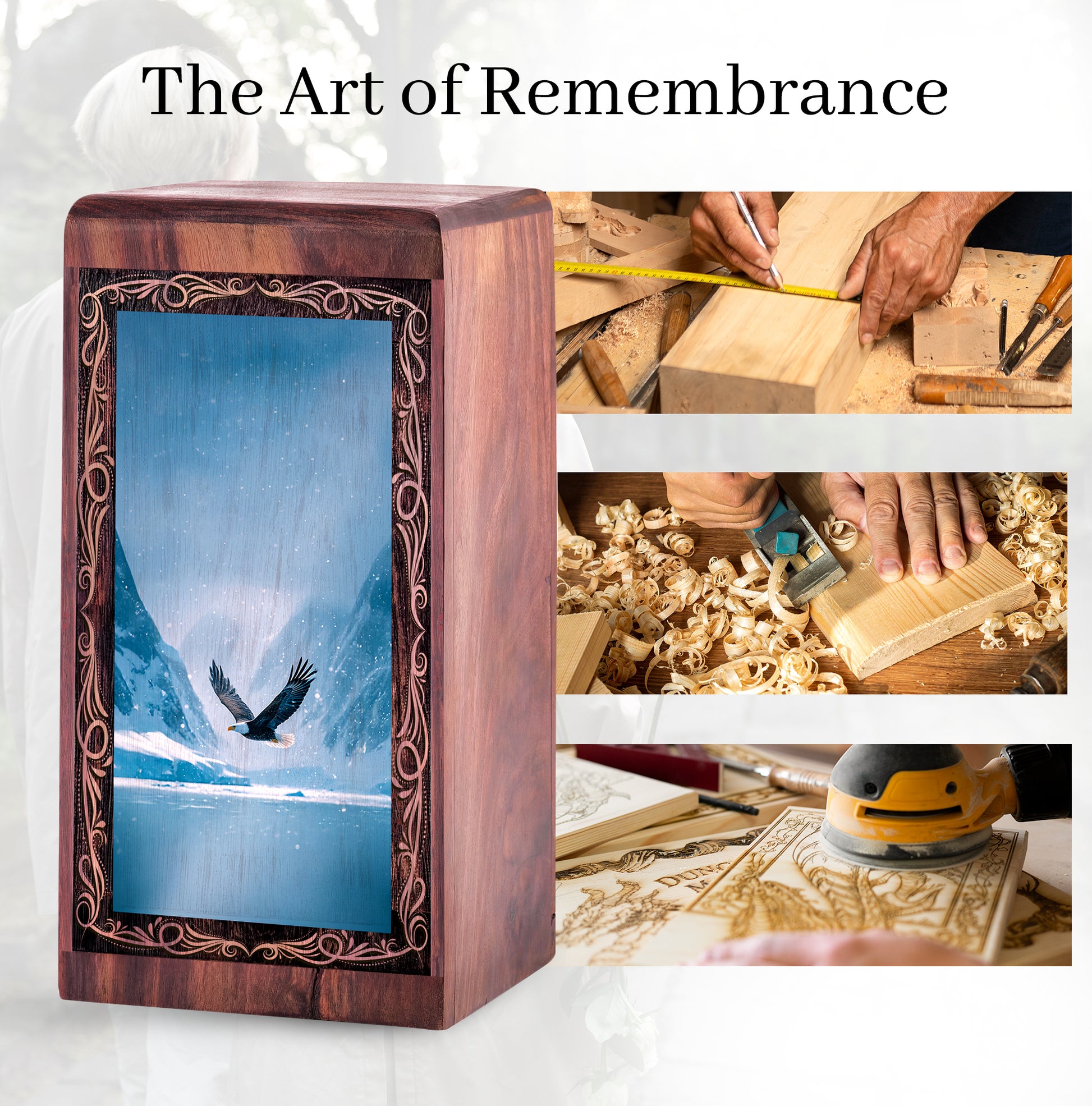 Eagle Snow Landscape Memorial Urn - Snow Valley Theme Cremation Urn For Burial