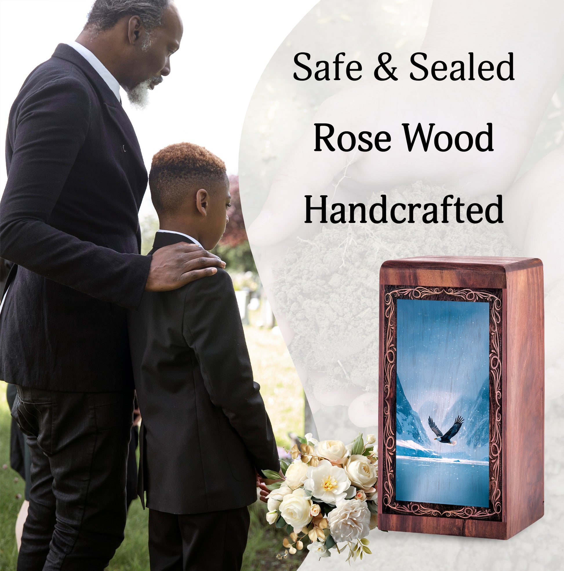 Eagle Snow Landscape Memorial Urn - Snow Valley Theme Cremation Urn For Burial